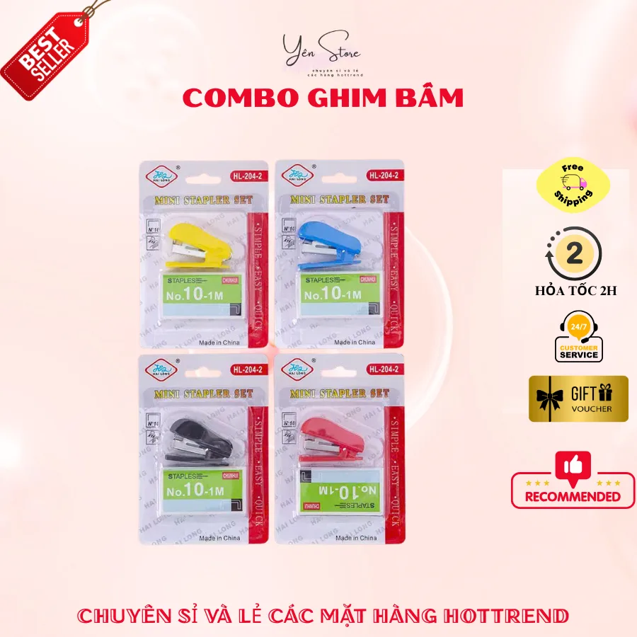 Bộ Ghim Bấm Ghim Mini Màu Ngẫu Nhiên Mini Cho Học Sinh, Văn Phòng, Cố Định Giấy Tờ, Văn Phòng Phẩm